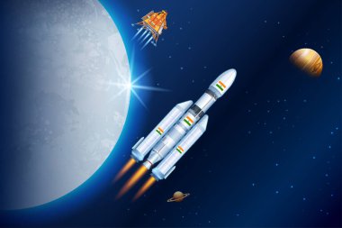 Hindistan 'ın İniş Aracı Vikram ve Gezgin Pragyan ile ay keşif görevi için fırlattığı Chandrayaan 3 roket görevi.