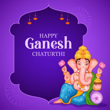 illustration of Lord Ganpati background for Ganesh Chaturthi festival of India clipart