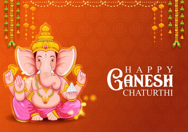Ilustração Lord Ganpati Fundo Para Ganesh Chaturthi Festival Índia — Vetor de Stock