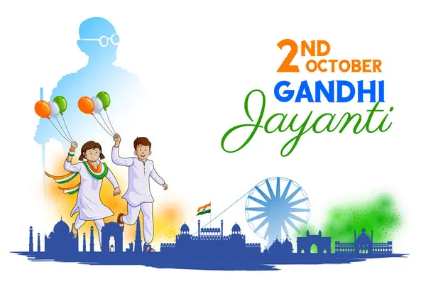 Illustration India Background Nation Hero Freedom Fighter Mahatma Gandhi Popularly — Stock Vector
