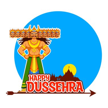 Ravana 'nın Dussehra için hazırladığı Navratri festivali için on başlı resmi.