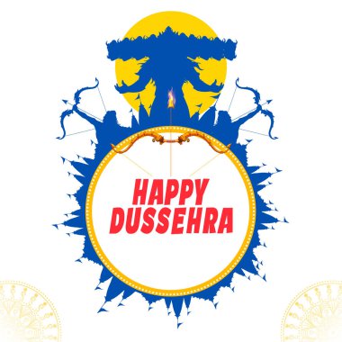 Lord Rama 'nın Mutlu Dussehra Festivali' nde Bow ve Arrow 'u tutarken Hindistan arka planında çekilmiş bir resim.