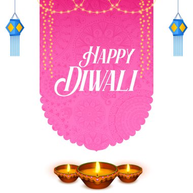 Hindistan 'ın ışık festivali için Mutlu Diwali Tatil arka planında yanan diya' nın bir gösterimi