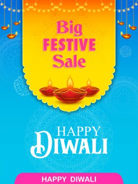 Hindistan 'ın ışık festivali için Mutlu Diwali Tatil arka planında yanan diya' nın bir gösterimi