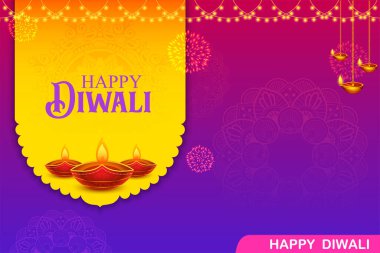 Hindistan 'ın ışık festivali için Mutlu Diwali Tatil arka planında yanan diya' nın bir gösterimi