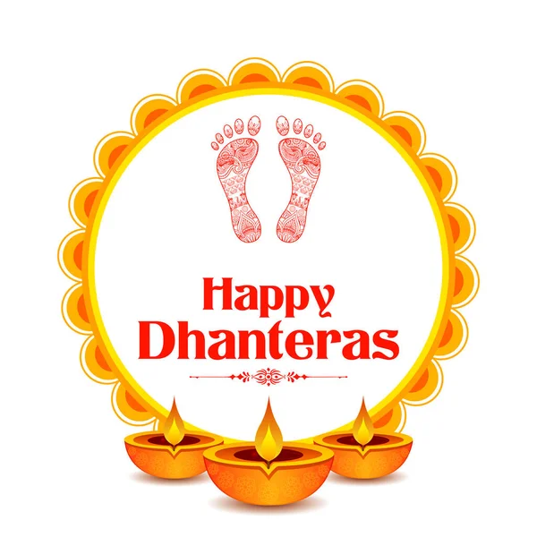 Illustratie Van Gouden Munt Pot Voor Dhantera Viering Happy Diwali — Stockvector