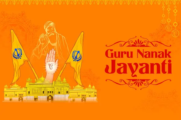 Illustration Von Happy Gurpurab Guru Nanak Jayanti Fest Der Sikh — Stockvektor