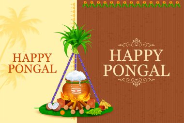 Tamil Nadu Güney Hindistan 'daki Mutlu Pongal Tatil Hasat Festivali' nin resmi