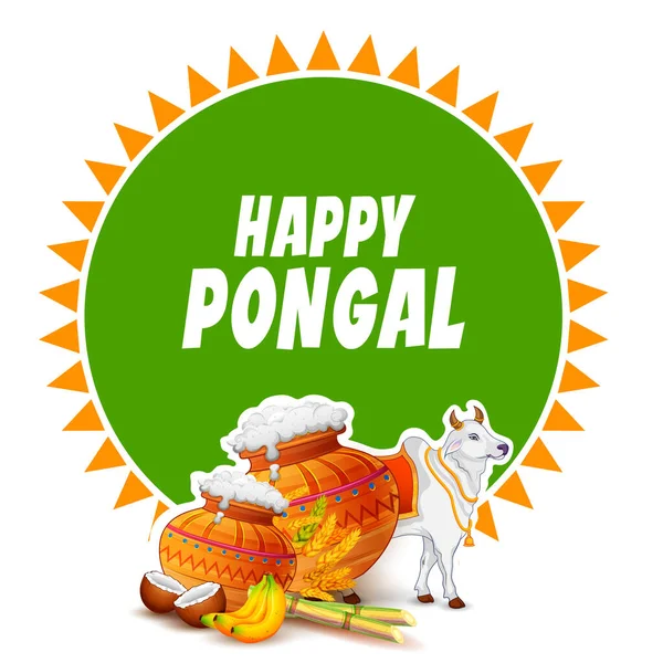 Ilustración Feliz Fiesta Pongal Fiesta Vendimia Tamil Nadu Sur India — Archivo Imágenes Vectoriales