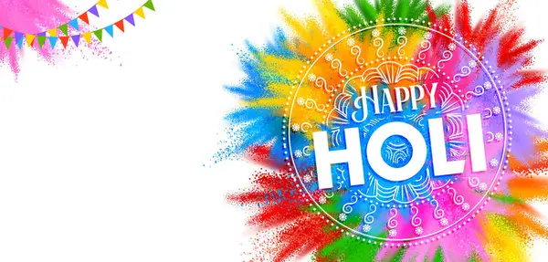 Иллюстрация Абстрактного Красочного Дизайна Фоновой Открытки Happy Holi Праздника Цветов — стоковый вектор