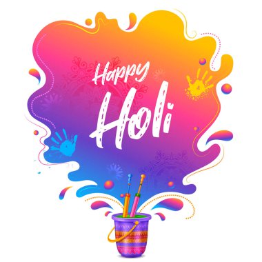 Hindistan renk festivali için Mutlu Holi arkaplan tasarımı için soyut renkli sıçrama resmi tanıtım ve reklam afişi için tebrik kutlaması