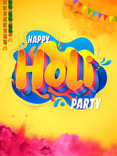 欢庆印度彩色节背景卡设计的抽象彩色水花图解庆祝促销和广告横幅 — 图库矢量图片