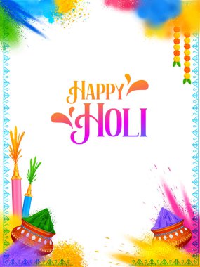 Hindistan renk festivali için Mutlu Holi arkaplan tasarımı için soyut renkli sıçrama resmi tanıtım ve reklam afişi için tebrik kutlaması