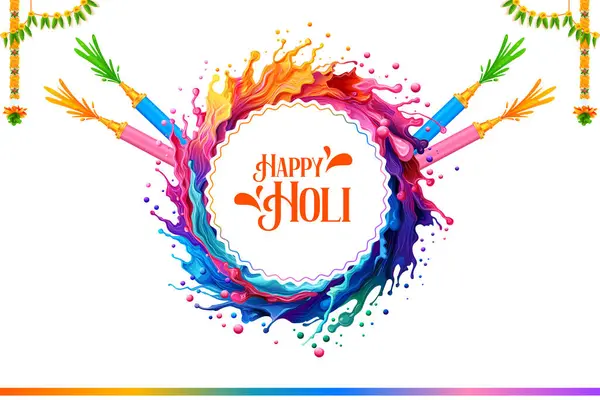欢庆印度彩色节背景卡设计的抽象彩色水花图解庆祝促销和广告横幅 — 图库矢量图片