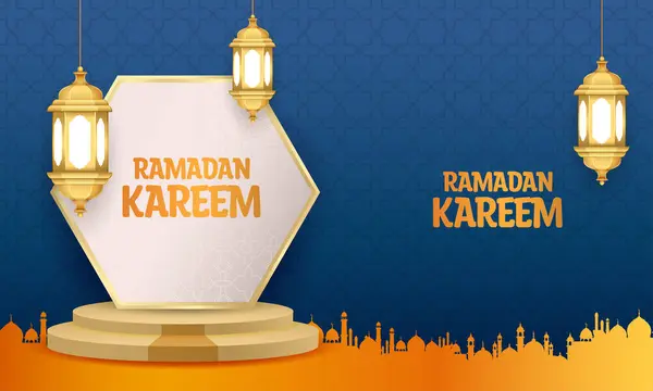 Illustration Ramadan Kareem Generösa Ramadan Hälsningar För Islam Religiösa Festival — Stock vektor
