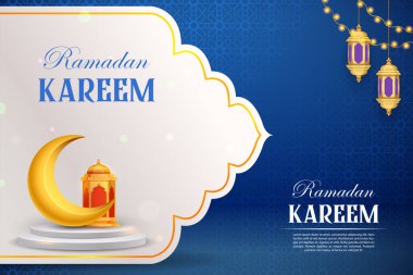 Ramazan Kareem 'in resmi İslam için cömert Ramazan bayramı kutlaması aydınlatılmış lambayla