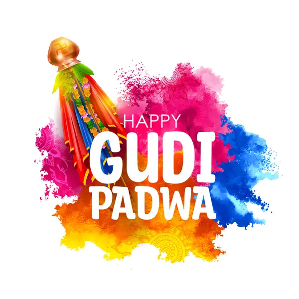 Ilustración Celebración Del Año Nuevo Lunar Gudi Padwa Maharashtra India — Vector de stock