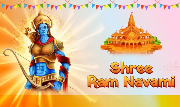Hindistan Dini Bayram Için Shree Ram Navami Kutlama Arkaplanı Anlamına — Stok Vektör