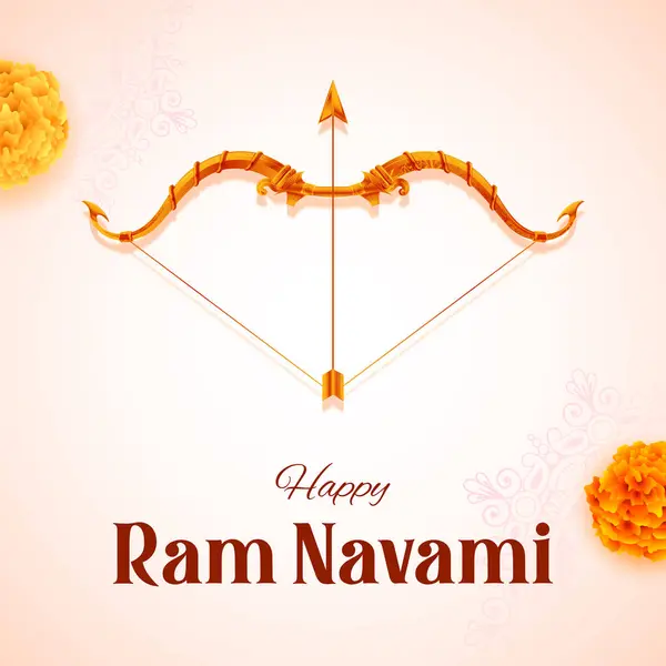 罗摩领主的弓箭图解 带有印地文文字 意思是印度宗教节日的庆祝活动背景 矢量图形