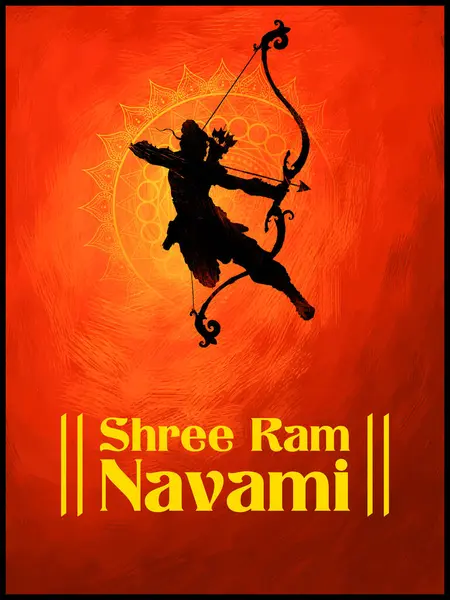 罗摩领主的弓箭图解 带有印地文文字 意思是印度宗教节日的庆祝活动背景 免版税图库矢量图片