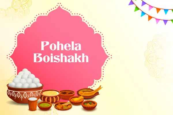 Ilustracja Tła Powitalnego Dla Pohela Boishakh Bengali Szczęśliwego Nowego Roku Wektory Stockowe bez tantiem