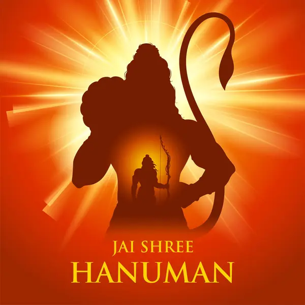 Hanuman勋爵向Hanuman Jayanti Janmotsav介绍印度宗教节日庆祝活动的背景 — 图库矢量图片