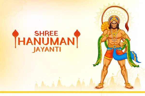 Illustration Lord Hanuman För Hanuman Jayanti Janmotsav Firande Bakgrund För — Stock vektor