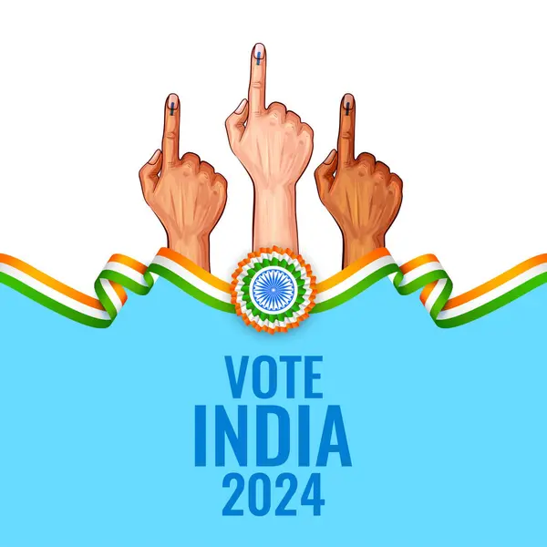 Illustration Indian People Hand Voting Sign Showing General Election India — Stock Vector