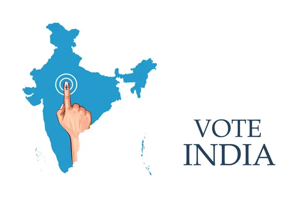 Ilustração Povo Indiano Mão Com Sinal Voto Mostrando Eleição Geral Gráficos De Vetores
