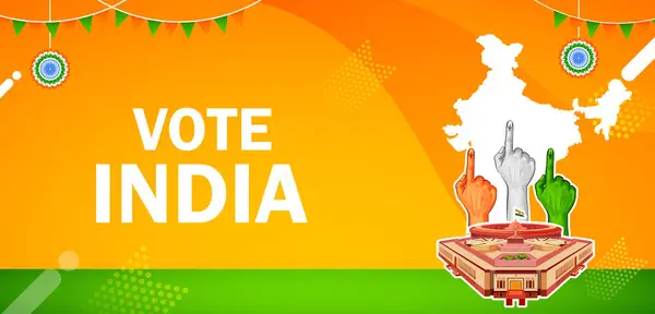 インドの総選挙を示す投票サインを持ったインド民族のイラスト ストックベクター