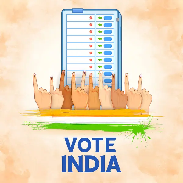 Рука Голосующим Знаком Показывающим Всеобщие Выборы Индии Лицензионные Стоковые Иллюстрации