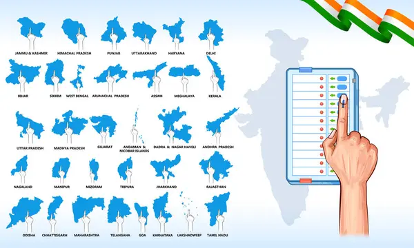 Рука Голосующим Знаком Показывающим Всеобщие Выборы Индии Лицензионные Стоковые Векторы