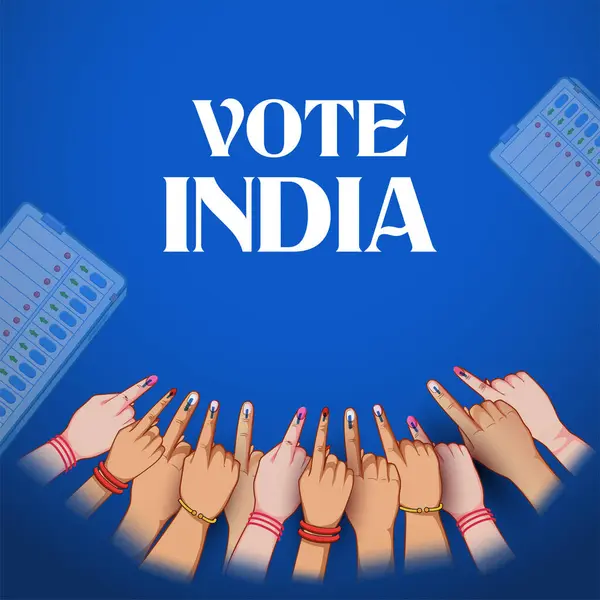 Ilustração Povo Indiano Mão Com Sinal Voto Mostrando Eleição Geral Vetores De Bancos De Imagens Sem Royalties