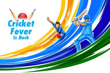 Beyzbol arka planında kriket şampiyonluğu oynayan vurucu oyuncu çizimi