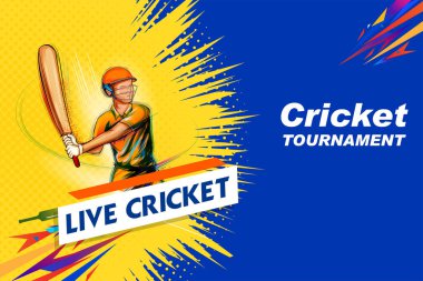 Beyzbol arka planında kriket şampiyonluğu oynayan vurucu oyuncu çizimi