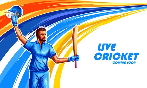 Illustration Joueur Batsman Jouant Championnat Cricket Sur Fond Sportif Graphismes Vectoriels