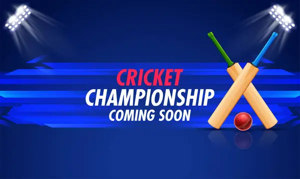 Illustrazione Pipistrello Palla Cricket Campionato Sfondo Sportivo Vettoriali Stock Royalty Free