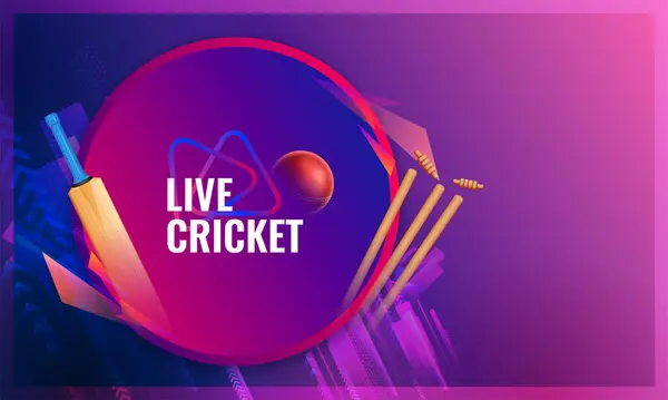 Spor Arka Planında Kriket Şampiyonası Sopası Topunun Gösterimi Vektör Grafikler