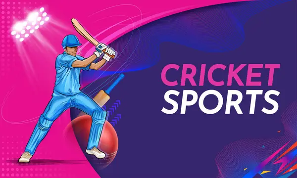 Ilustrație Jucătorului Batsman Care Joacă Cricket Campionat Fundal Sportiv Vectori de stoc fără drepturi de autor
