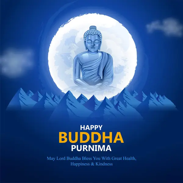 Buda Nın Mutlu Buda Purnima Vesak Festivali Meditasyonu Telifsiz Stok Vektörler