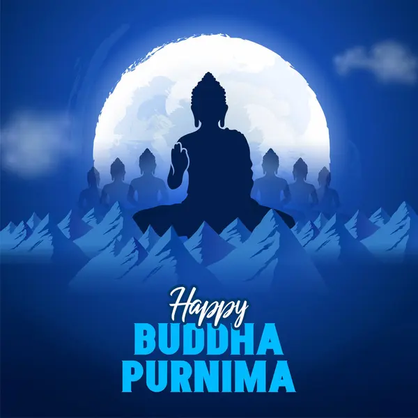 Buda Nın Mutlu Buda Purnima Vesak Festivali Meditasyonu Stok Vektör