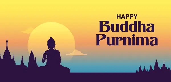Buda Nın Mutlu Buda Purnima Vesak Festivali Meditasyonu Vektör Grafikler