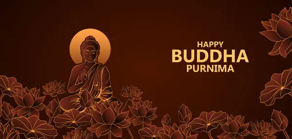 幸せ仏の仏教祭りのための瞑想における主仏のイラスト Purnima Vesak ロイヤリティフリーストックベクター