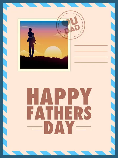 Illustration Father Giving Boy Piggy Back Ride Father Day Stock Vektory
