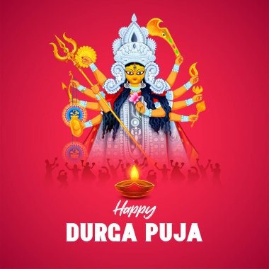 Durga Puja Subh Navratri 'deki Tanrıça Durga' nın resmi.