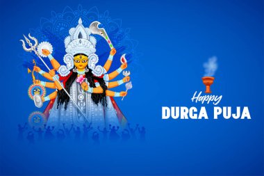 Durga Puja Subh Navratri 'deki Tanrıça Durga' nın resmi.