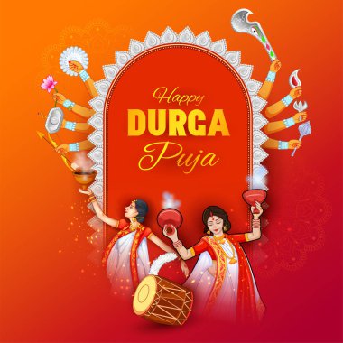 Durga Puja Subh Navratri 'deki Tanrıça Durga' nın resmi.