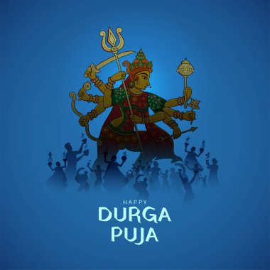 Durga Puja Subh Navratri 'deki Tanrıça Durga' nın resmi.