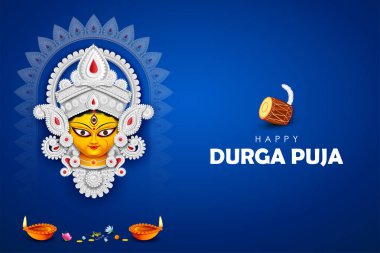 Durga Puja Subh Navratri 'deki Tanrıça Durga' nın resmi.