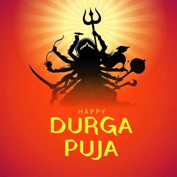 stock vector illustration of Goddess Durga in Happy Durga Puja Subh Navratri Indian religious background design